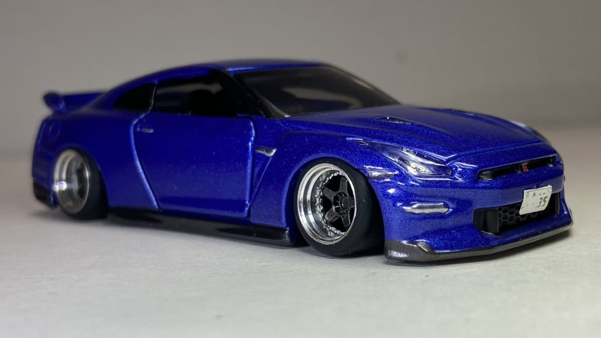 1/62 改 日産 スカイライン GT-R R35 車高短 深リムホイール 5本スポーク 街道レーサー カスタムミニカー 走り屋 jdm lowdown トミカ_画像6