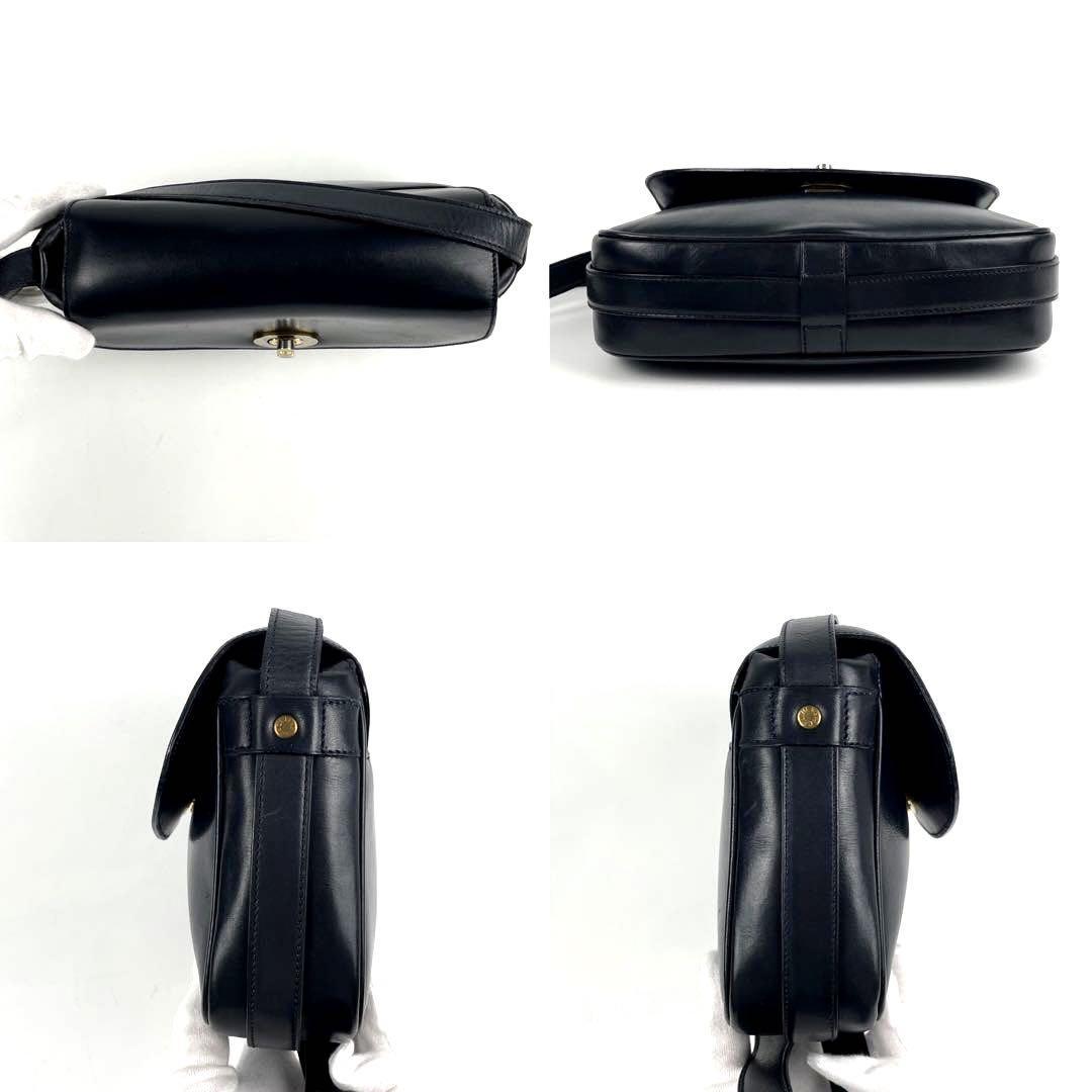 【極美品】CELINE セリーヌ ショルダーバッグ ポシェット トリオンフ ターンロック ロゴ金具 フォーマル 斜め掛け ボックス カーフレザー