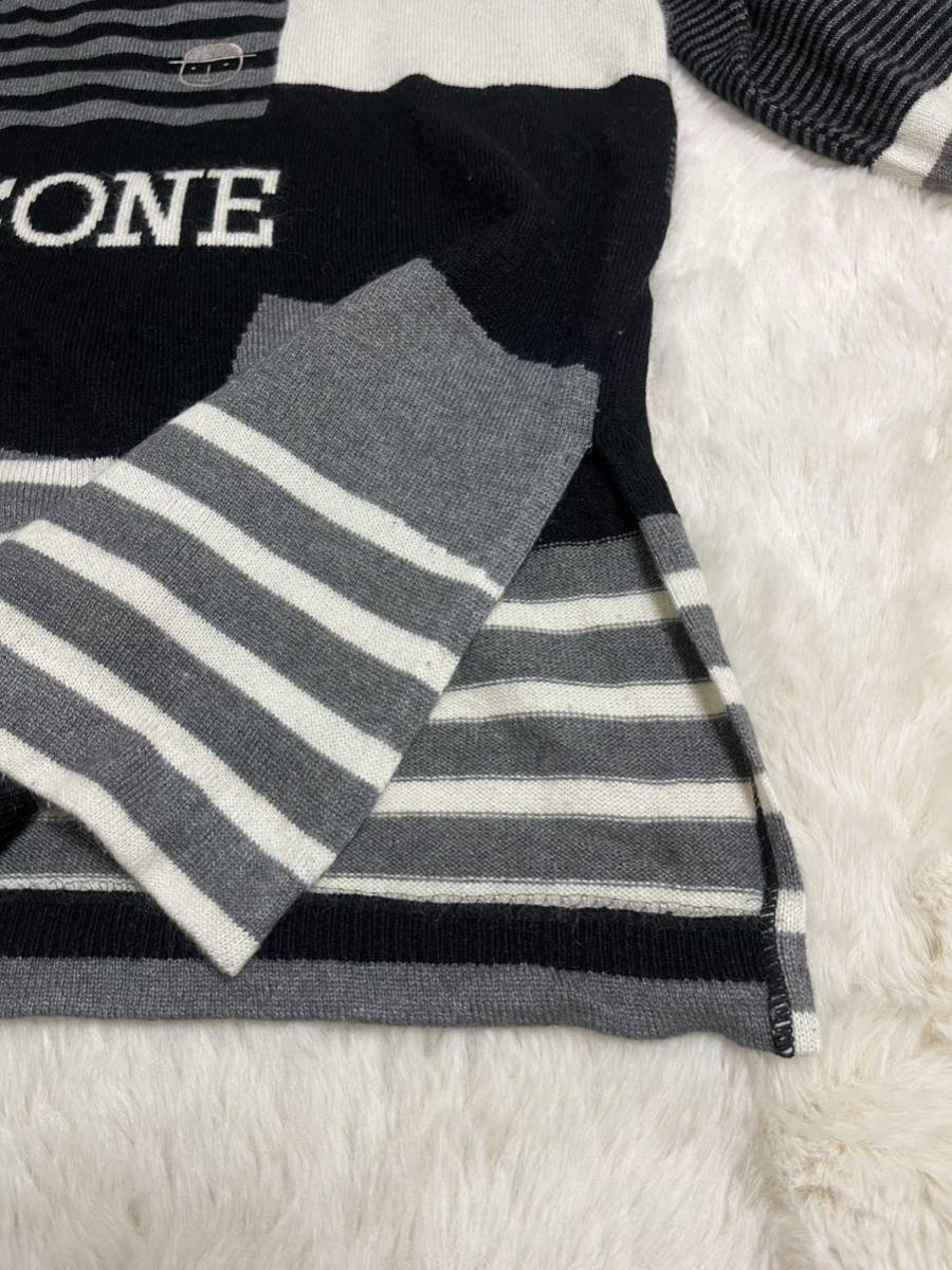 美品◇PICONE◇ピッコーネ◇ウールロゴニット◇BLACK&GRAY_画像6