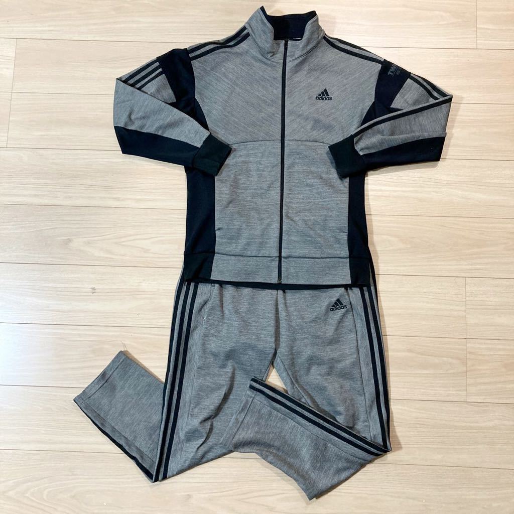 adidas アディダス Climalite TWNTY4SVN ジャージ ジップアップ 上下セット セットアップ Lサイズ グレー 黒_画像1