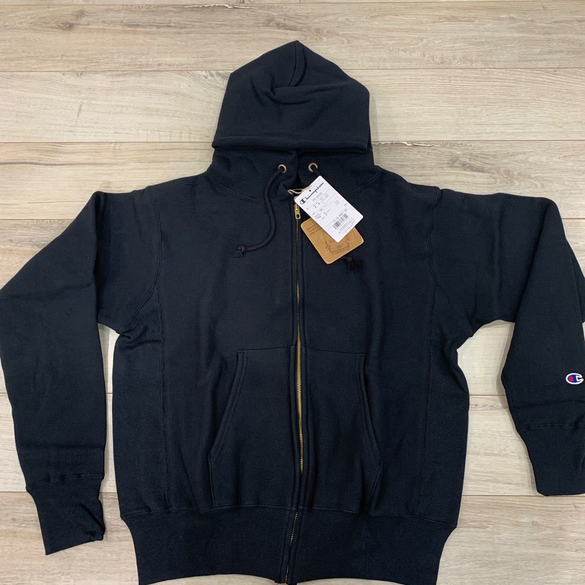 新品未使用 Champion チャンピオンリバースウィーブ スウェットパーカーLサイズREVERSE WEAVE ブラック C5-U102 赤タグ復刻 定価18700 米国