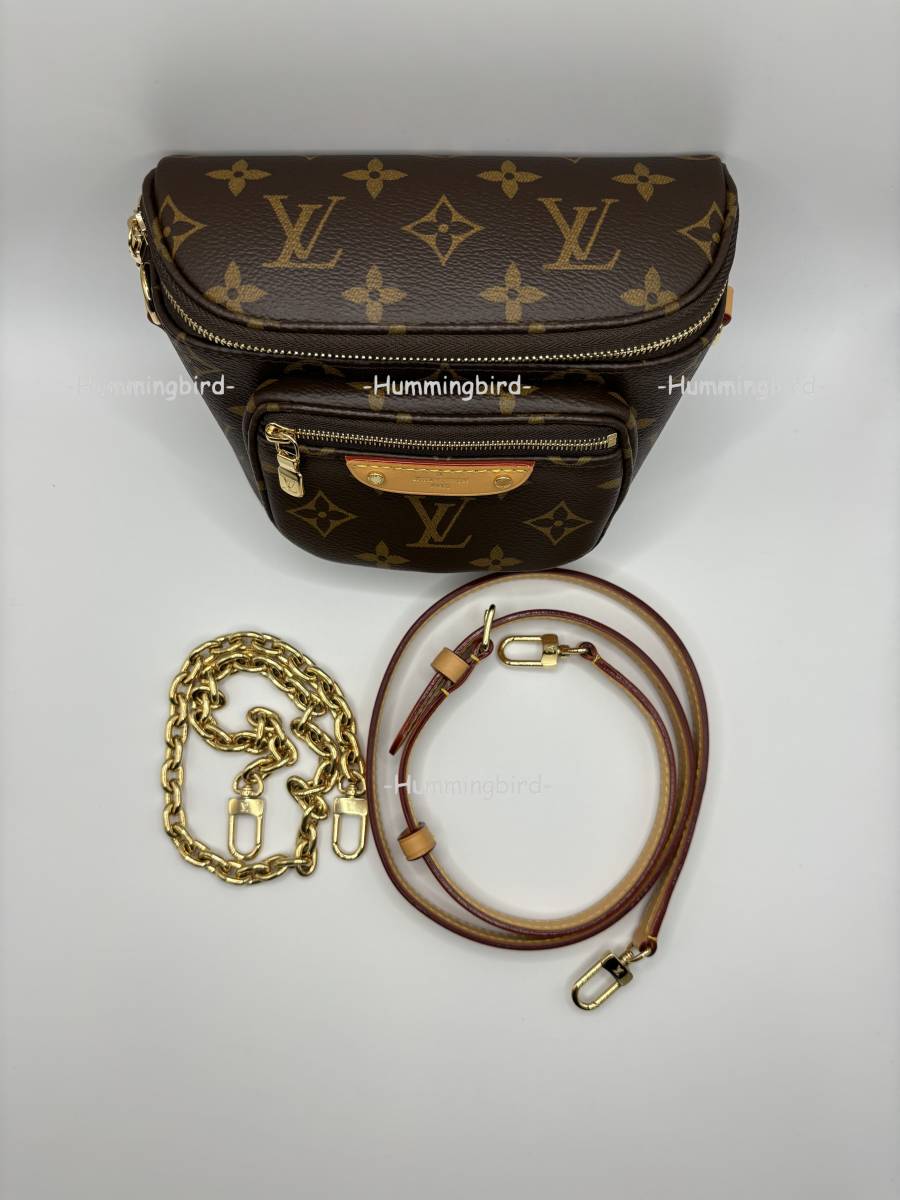 LOUIS VUITTON 未使用 ミニ バムバッグ モノグラム ボディバッグ チェーン 直営店 M82335 ルイ ヴィトン箱 ショッパー付 プレゼント ギフト