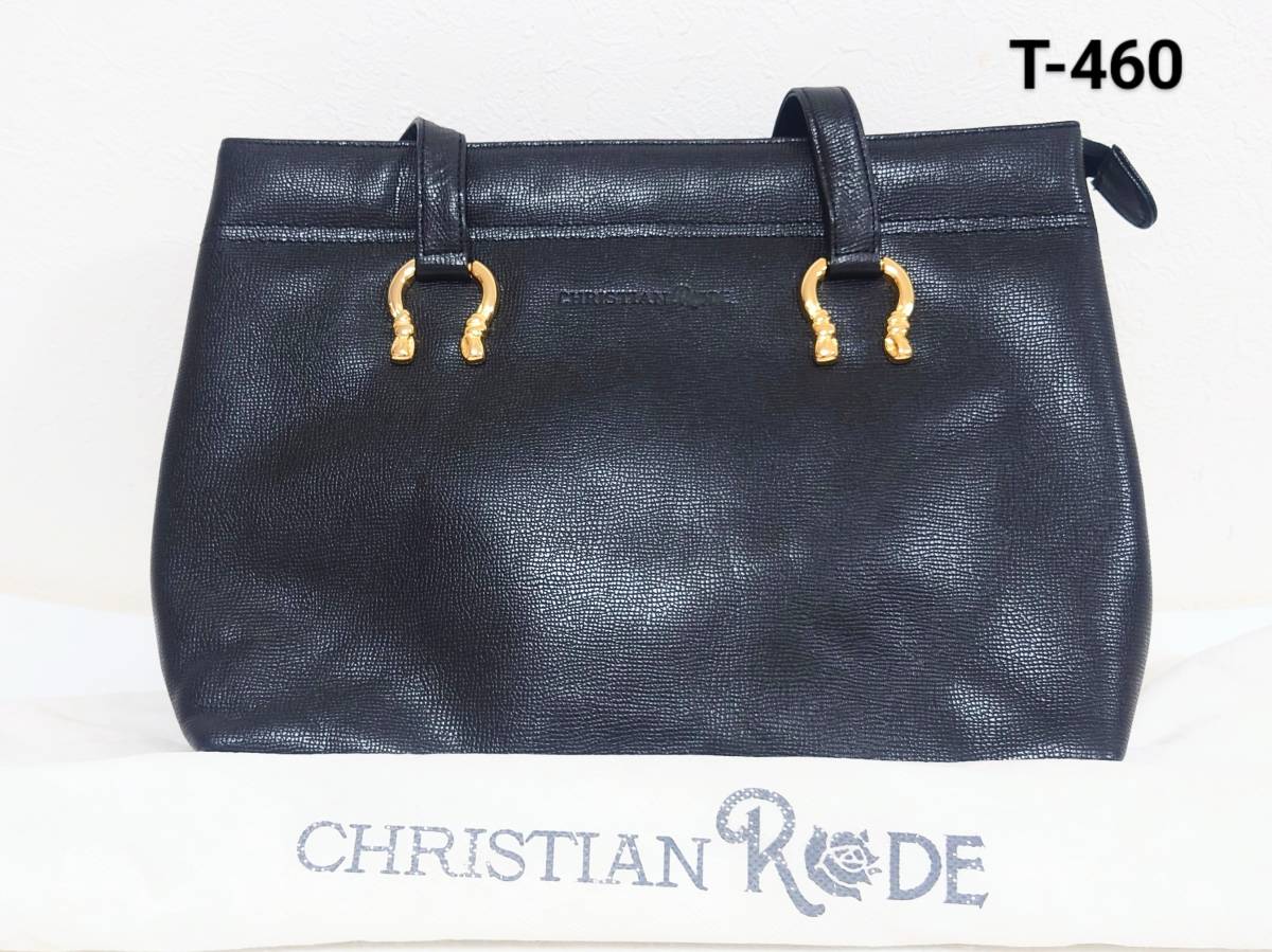 CHRISTIAN RODE　トートバッグ　黒　BLACK　(ヒモ除く縦約26㎝ 横約30㎝)《中古》_画像1