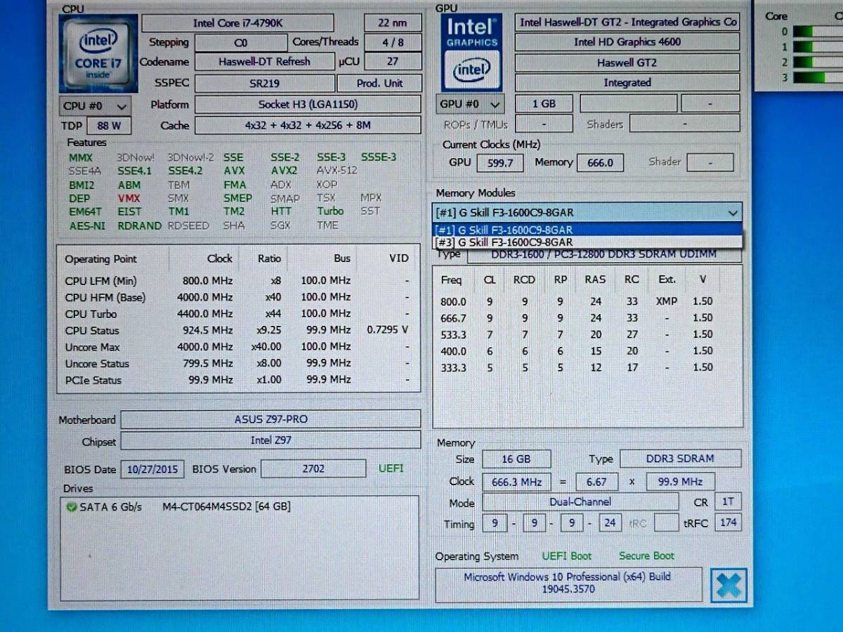 G.SKILL F3-1600C9D-16GAR PC3-12800(DDR3-1600) 8GBx2枚 (計16GB) デスクトップPC用メモリ_画像4