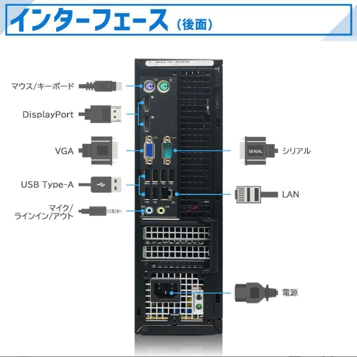 DELL OptiPlex 7020/9020SFF /第4世代 Core i5 -4590/ SSD:256GB +HDD500GB/メモリ:16GB /DVDマルチ 無線LAN /Win11/2021Office付 中古PC。_画像4