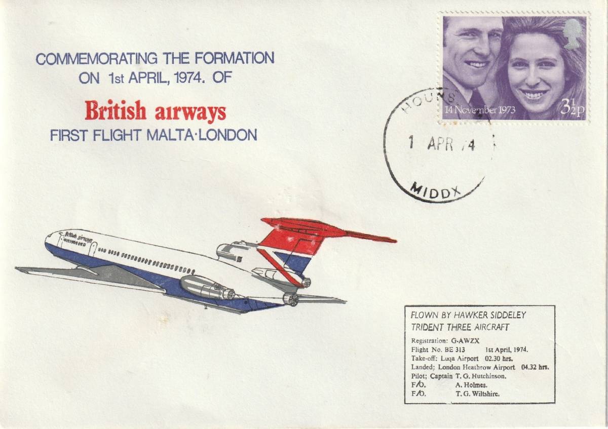 FFC　１９７４年　　British airways　　Malta-Lonndon　B_画像1