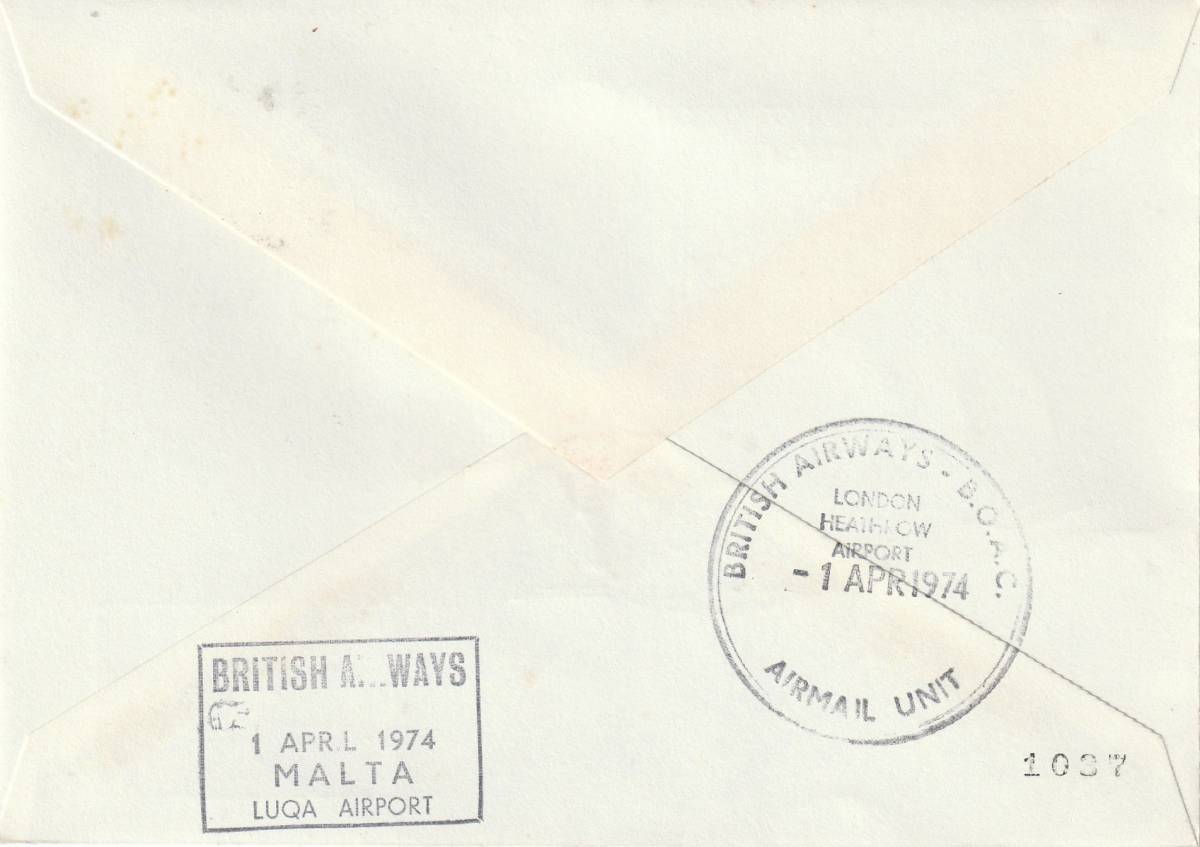 FFC　１９７４年　　British airways　　Malta-Lonndon　B_画像2