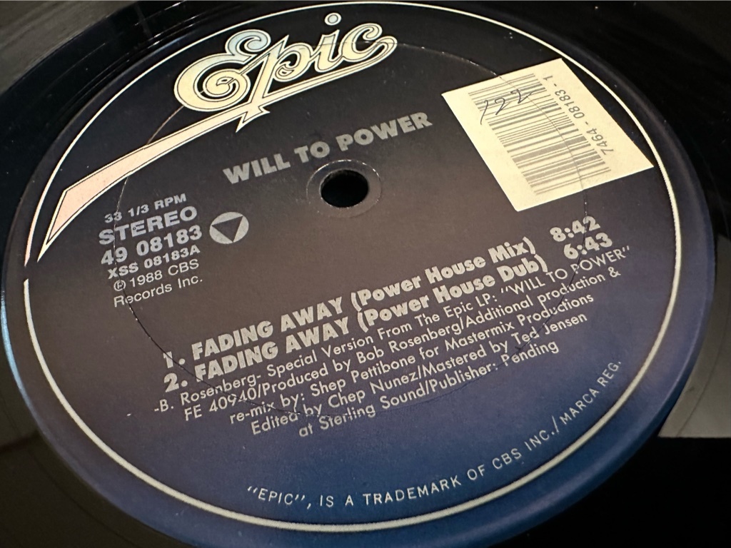 12”★Will To Power / Fading Away / ヴォーカル・ハウス・クラシック！の画像2