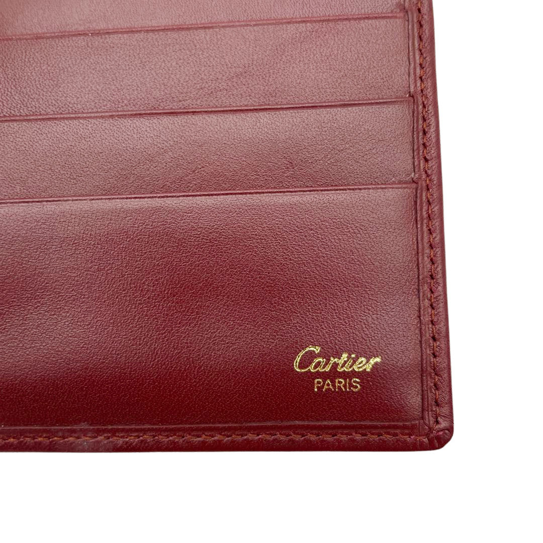 Cartier カルティエ 二つ折り札入れ 財布 マストライン レザー ボルドー_画像8