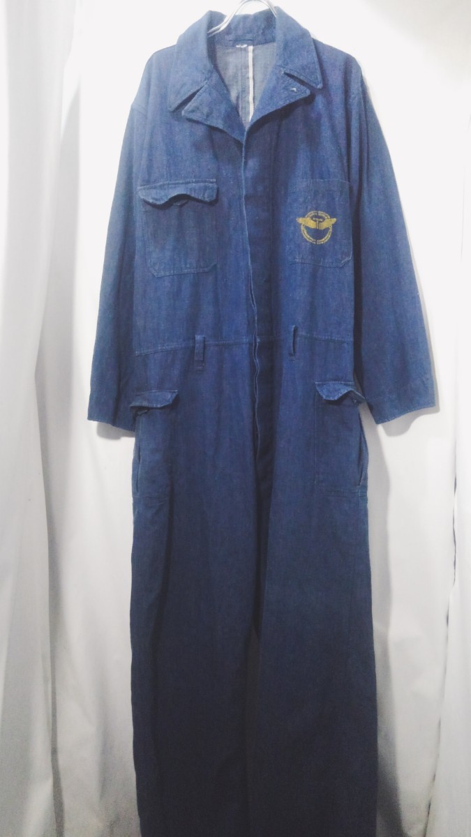 Vintage unknown military denim jumpsuit 70s ミリタリー デニム ジャンプスーツ オールインワン ツナギ 赤耳 ウィングロゴ 軍 ビンテージ_画像2