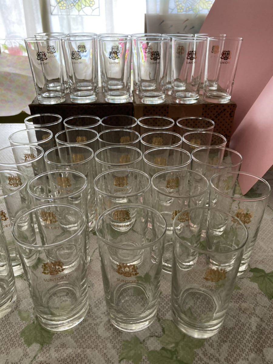 サントリーウイスキー　グラス　36個まとめて　佐々木硝子　サンエスグラス　未使用保管品　非売品　水割り　金色マーク_画像1
