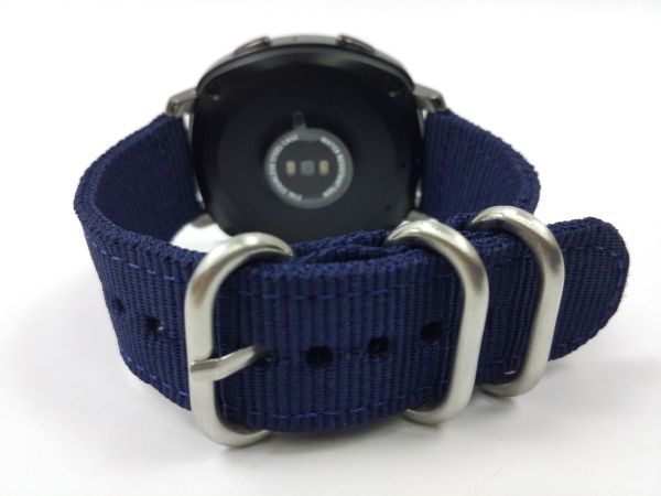 ナイロン製ミリタリーストラップ 交換用腕時計ベルト ネイビー 20mm_画像1