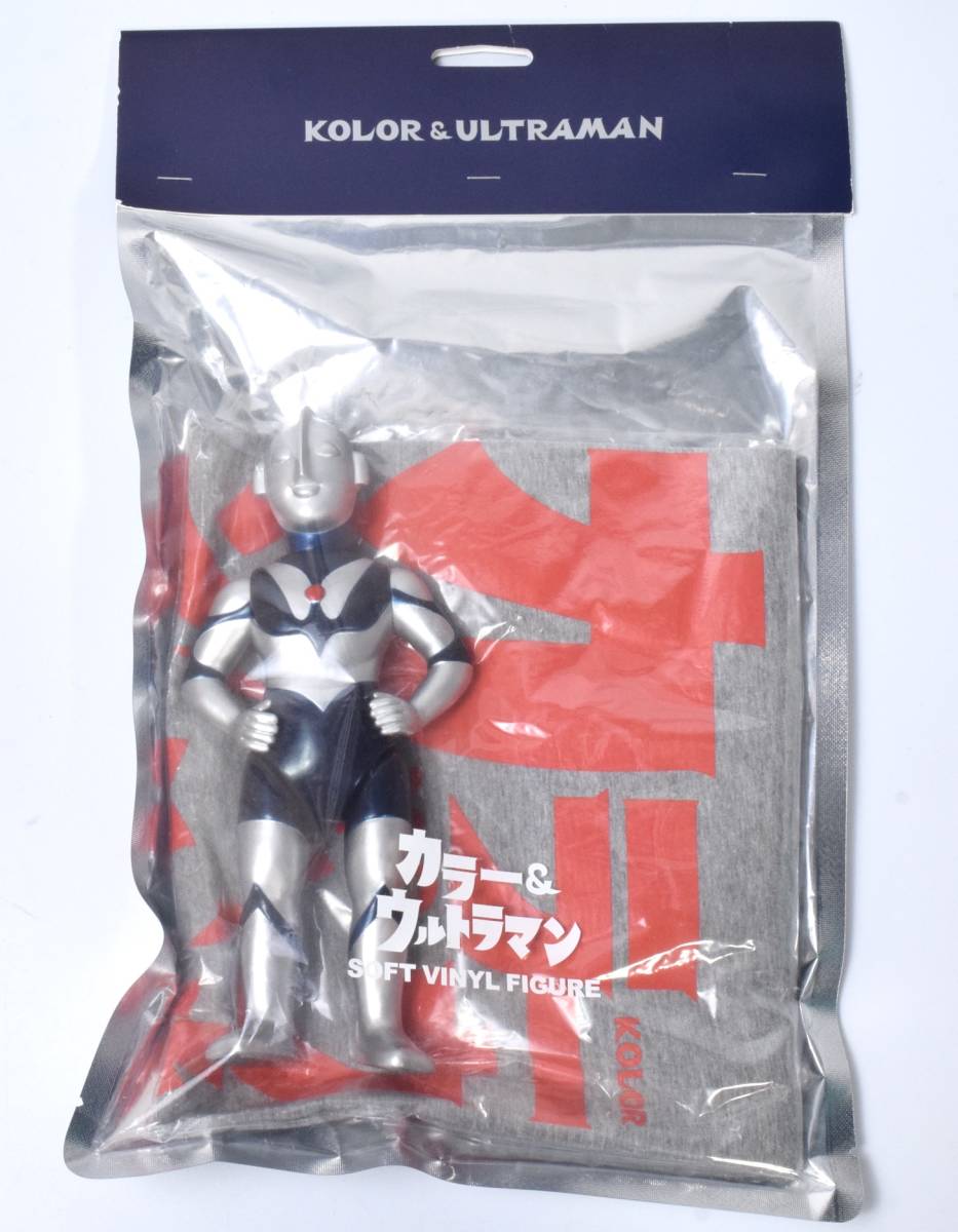 新品 限定 未開封 KOLOR ＆ ULTRAMAN カラー ウルトラマン マルサン製 ソフビ 350 Tシャツ付き Logo Tee Set フィギュア 全高23.5cm_画像3