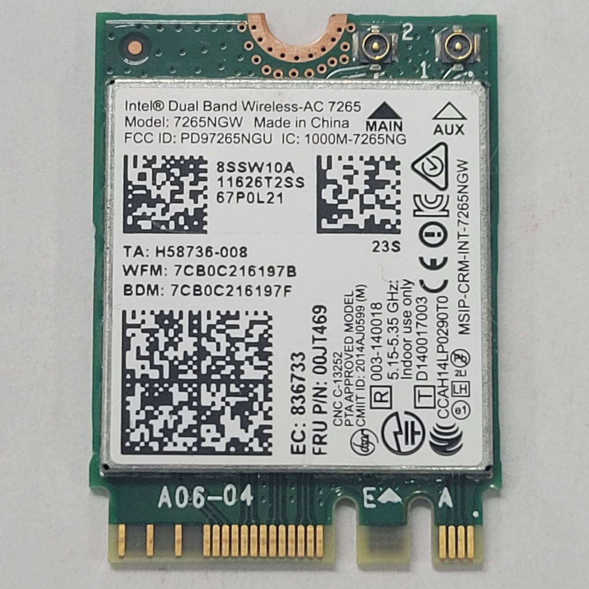 Intel DualBand Wireless-AC7265 内蔵 無線LANカード 7265NGW M.2 NGFF 867Mbps Bluetooth4.2 P02245_画像1