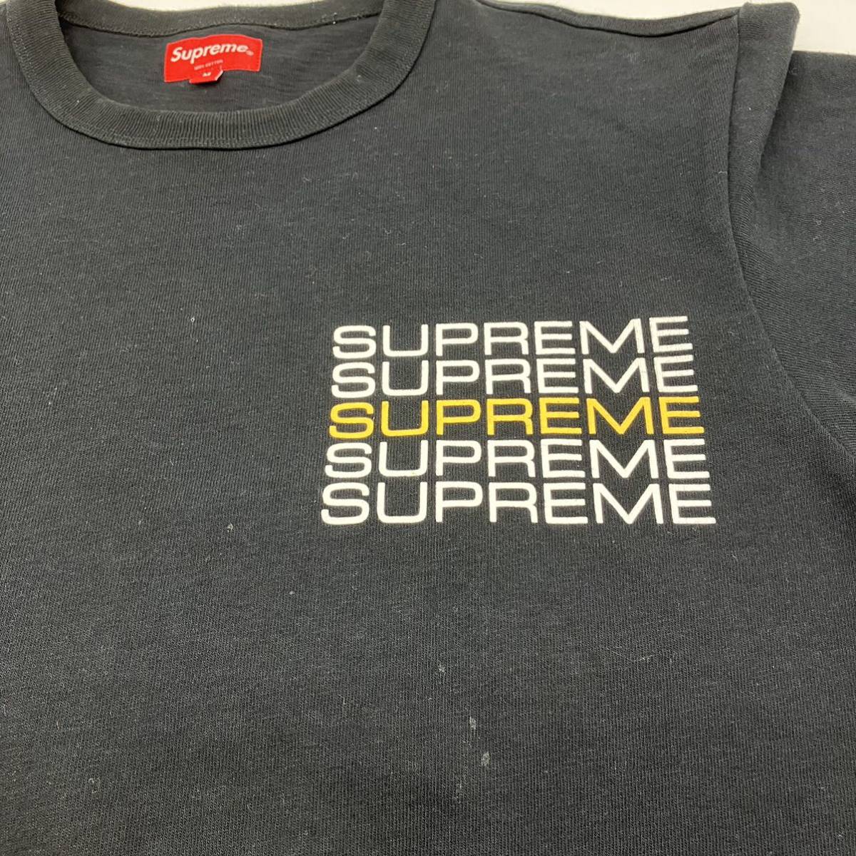 【M】Supreme 19SS stack logo tee black シュプリーム スタック ロゴ Tシャツ ブラック F151_画像4