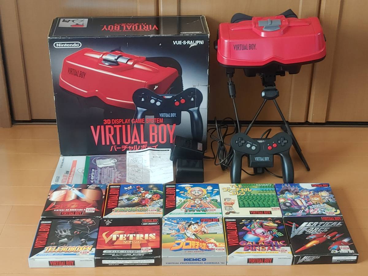 Nintendo VIRTUAL BOY 任天堂 バーチャルボーイ VUE-S-RA(JPN) 本体 ソフト10本付き　美品　動作確認済み_画像1