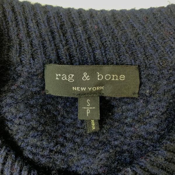 ラグアンドボーンウール100%サイドデザイン長袖リブニットネイビーrag & bone カジュアル S C7564_画像6