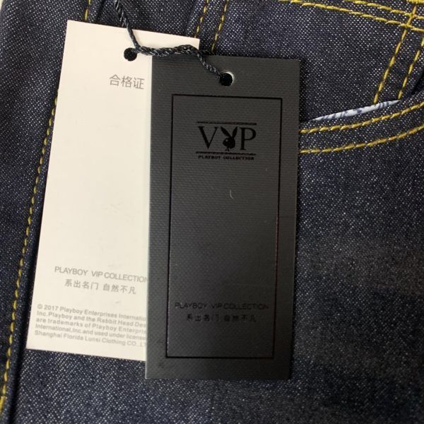 プレイボーイ 新品タグ付きデニムパンツインディゴブルーPLAY BOY VIP カジュアル コットン 裏地フリース 36 C7855の画像7