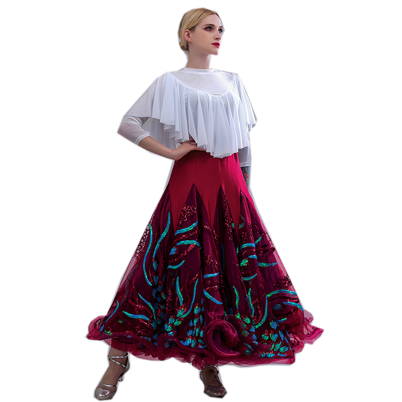 新品NEW　レディース社交ダンス衣装　ロングスカートの単品　素敵花柄　サイズS～3XL　3色選択可