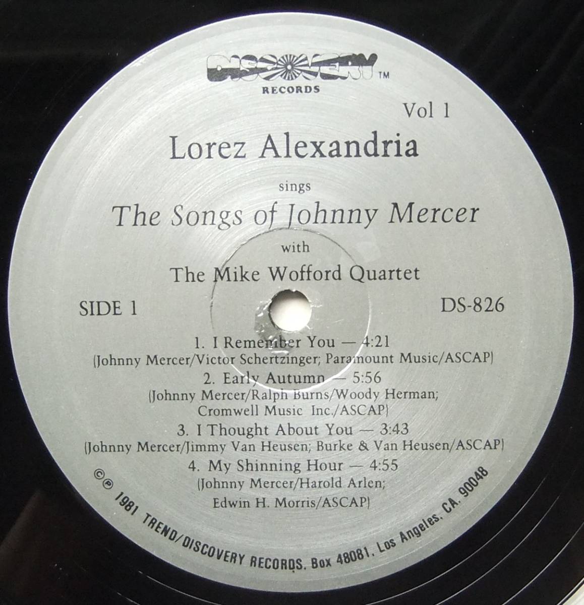 ◆ LOREZ ALEXANDRIA Sings The Songs of Johnny Mercer with MIKE WOFFORD Quartet ◆ Discovery DS-826 ◆_画像3