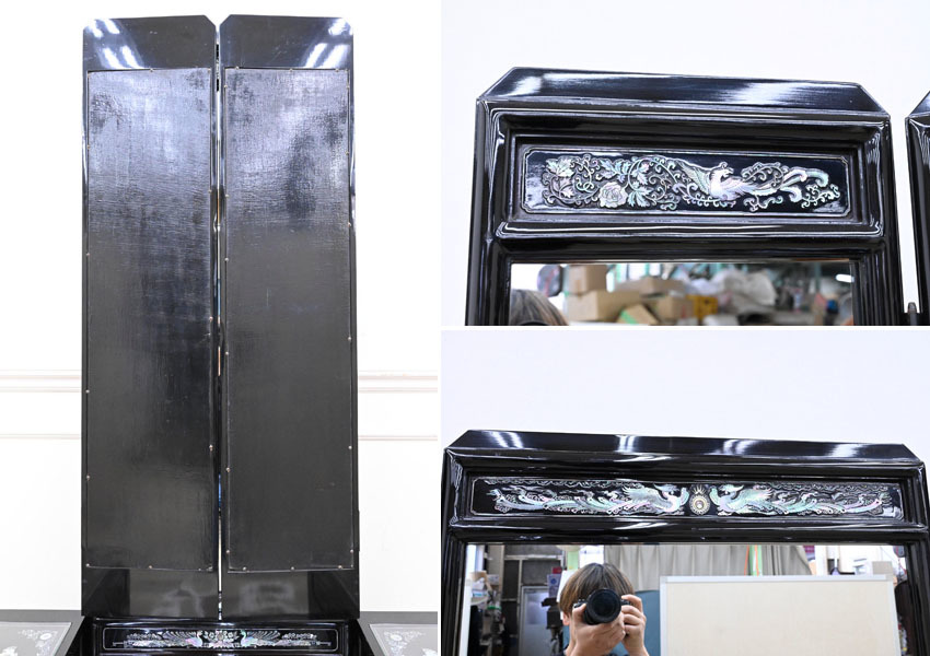 FJ301 China fine art mother-of-pearl skill lacquer coating three surface mirror dresser dresser dresser looking glass 