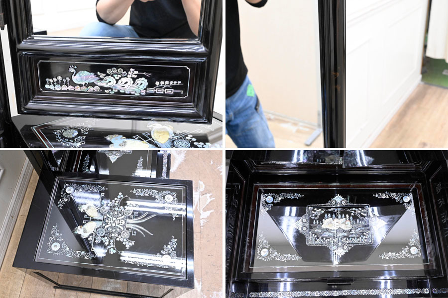 FJ301 China fine art mother-of-pearl skill lacquer coating three surface mirror dresser dresser dresser looking glass 