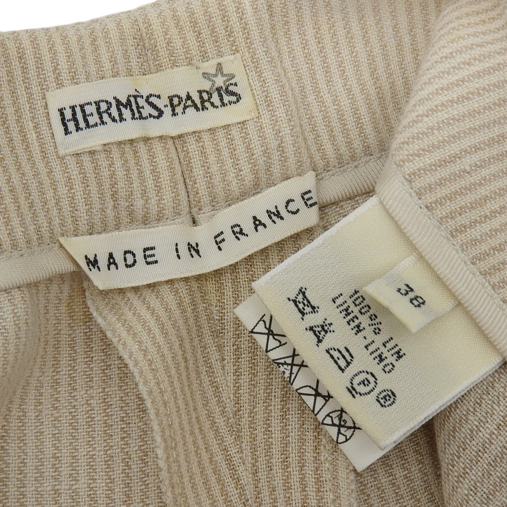 HERMES Hermes by Martin Margiela Margiela period stripe wide pants bottoms lady's linen100% beige 38 archive 