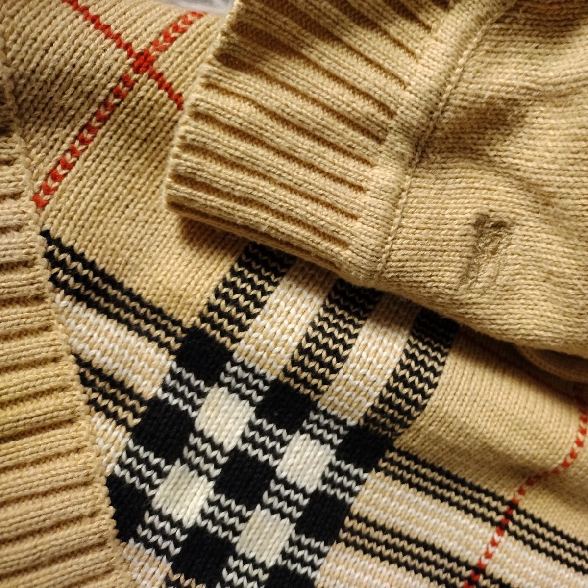 バーバリー　BURBERRY BLUE LABEL　ニットアンサンブル ２点セット　ノバチェック　ホース刺繍　_画像8