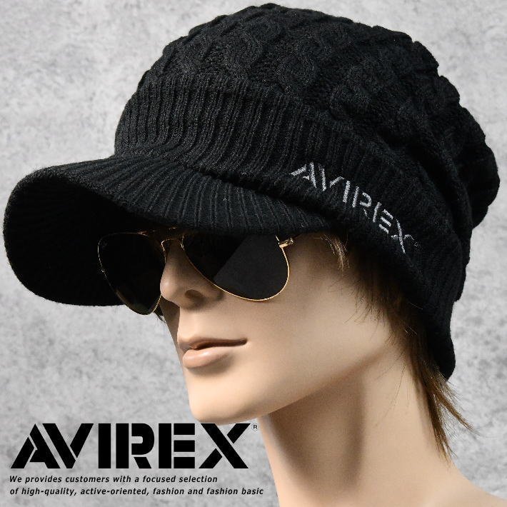 AVIREX アビレックス ニットキャップ ニット帽 帽子 大きい 大きめ 大きいサイズ メンズ アヴィレックス 7987275 ブラック 新品_画像1