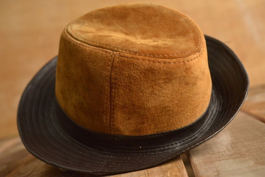 本革 レザー 中折れハット ハット FEDORA HAT 帽子 メンズ フェドラハット 7998481 ブラウンスエード 新品 1円 スタート_画像3