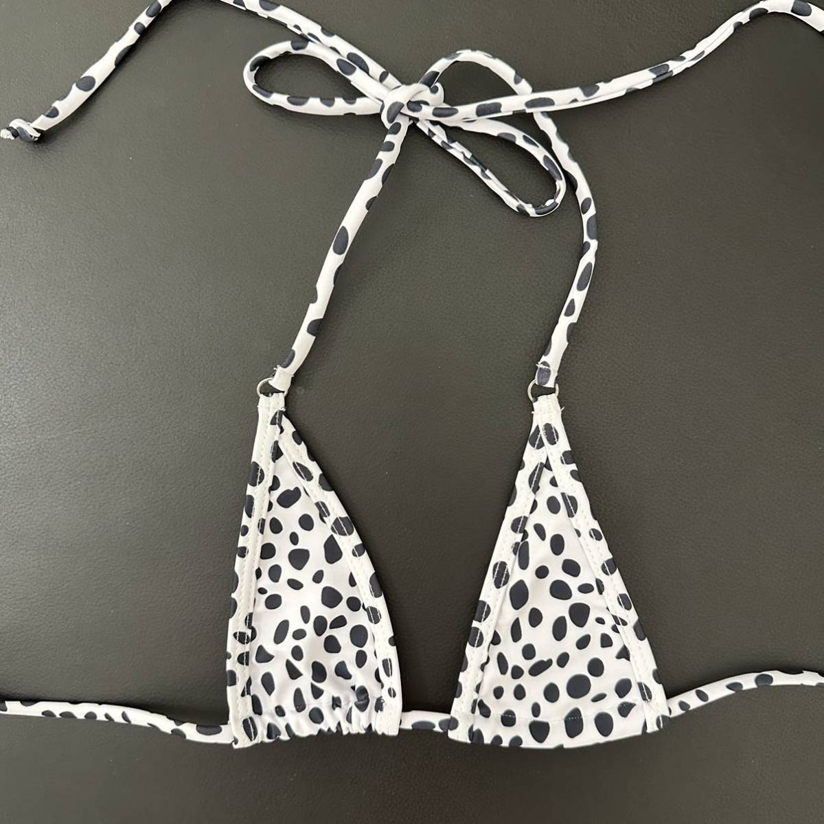  micro bikini halter-neck top and bottom set lady's swimsuit Dalmatian pattern 