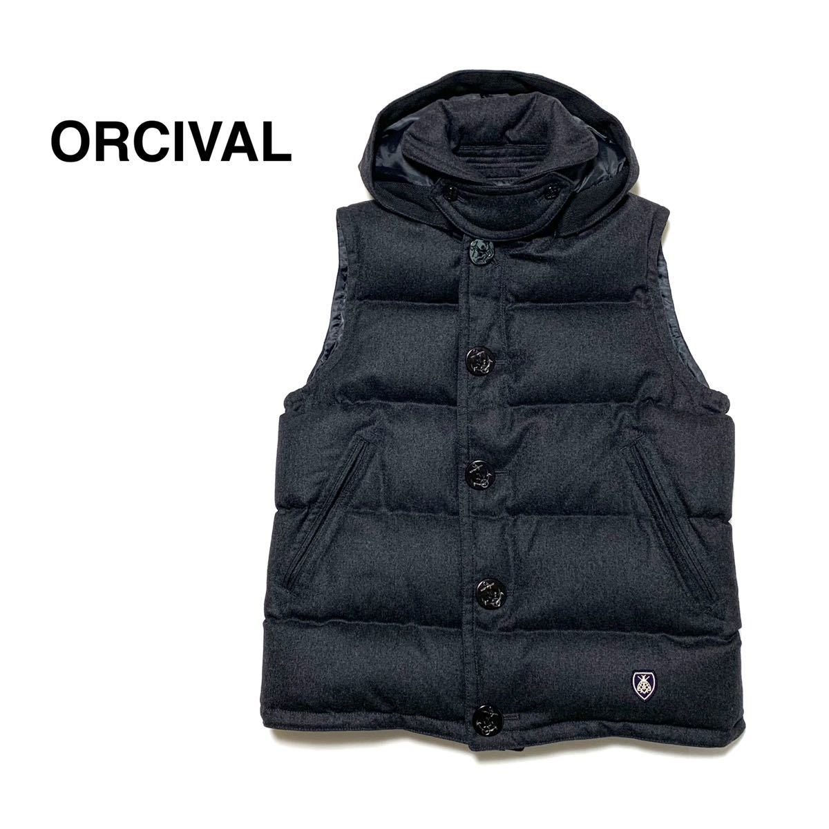 ☆美品 オーシバル ORCIVAL フード付き ウール ダウンベスト チャコールグレー size 1 オーチバル フレンチカジュアル ダウンジャケット