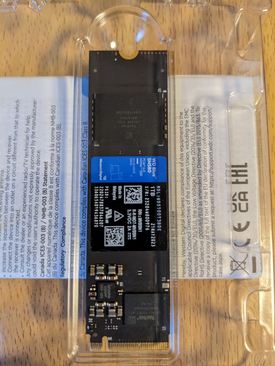 【送料込み】Western Digital Blue SN580 1TB NVMe SSD_画像3