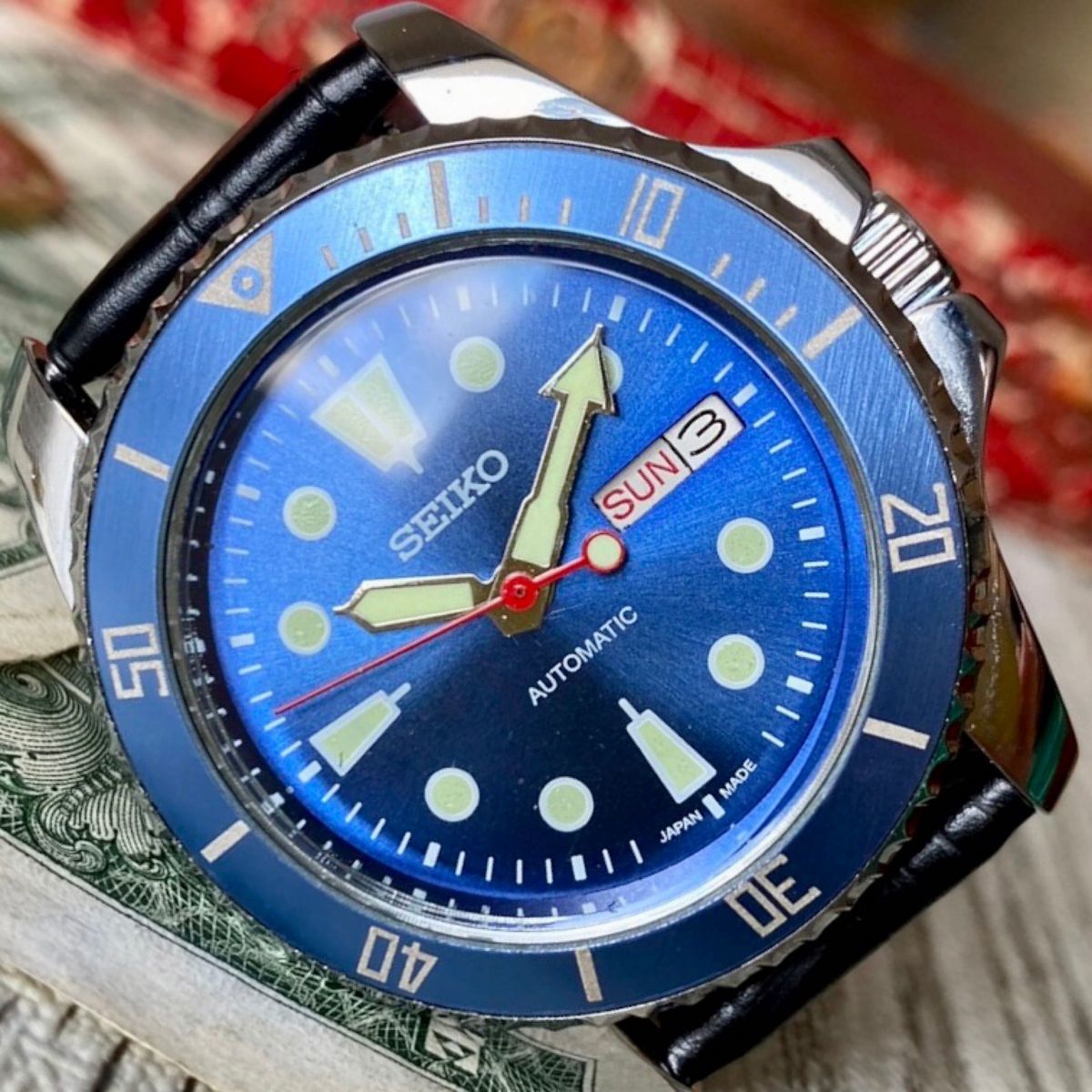 【個性的デザイン】★送料無料★ セイコー SEIKO メンズ腕時計 ブルー ダイバー ヴィンテージ アンティーク