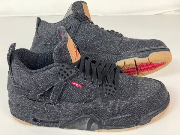 I332-C1-922 新品未使用 Nike × Levi's ナイキ リーバイス 28.5cm Air Jordan 4 AJ4 Black Denim (タグ：LEVIS) 2018年 箱 領収書 ⑦_画像6