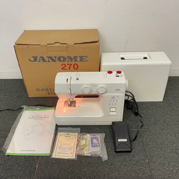 H204-K42-1156 JANOME ジャノメ ミシン 270 747型 箱/ケース/取扱説明書/品質保証書/フットコントローラー付き 通電確認/針動作OK ⑦_画像1