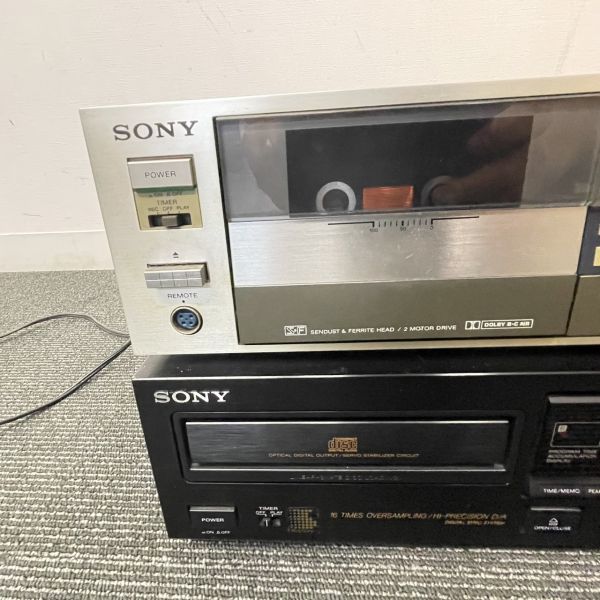 I403-K32-3161 SONY ソニー オーディオ機器 セット TC-FX66/テープコーダー CDP-990/CDプレーヤー リモコン付き 日本製 通電確認OK ⑦_画像2