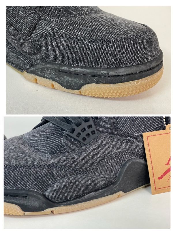 I332-C1-922 新品未使用 Nike × Levi's ナイキ リーバイス 28.5cm Air Jordan 4 AJ4 Black Denim (タグ：LEVIS) 2018年 箱 領収書 ⑦_画像8