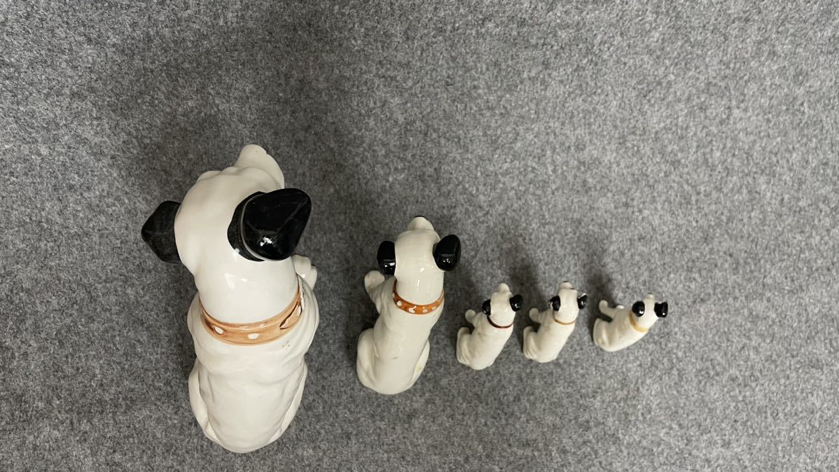Victor ビクター ニッパー犬 ビクター犬 昭和レトロ 陶器人形 置物 計5点 まとめ 最大高さ約22cm 最小高さ約6.5cm s00_画像5
