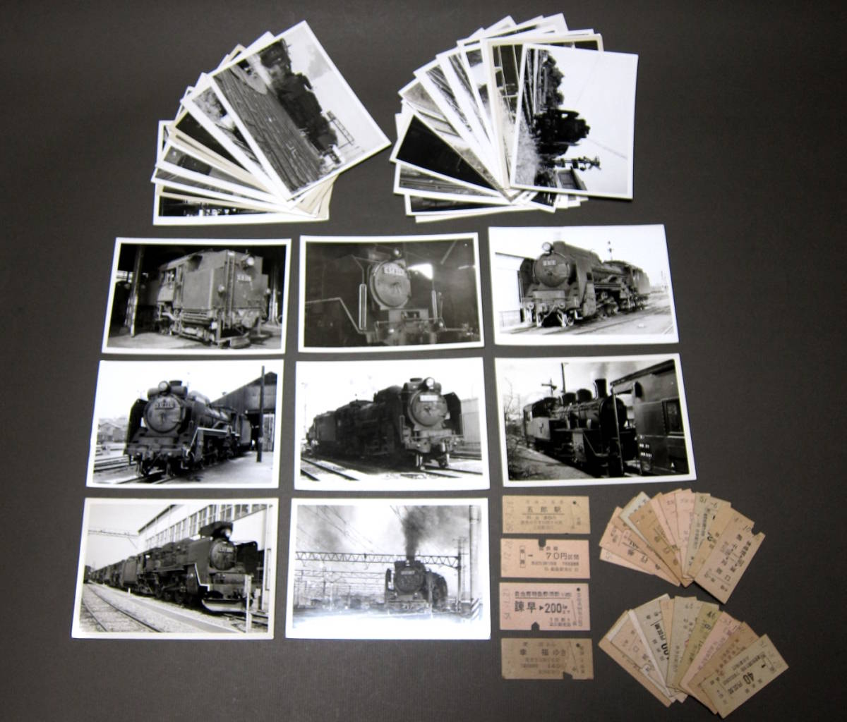 国鉄　蒸気機関車　列車　当時物　写真　昭和４６年～　３５枚　乗車券　使用済み　切符　２５枚　D51　C12　SL　昭和レトロ_画像1
