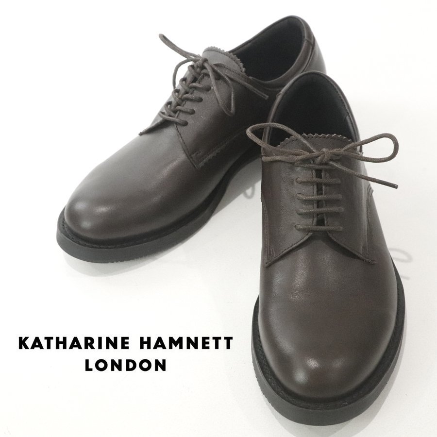 相場価格￥22,000- 極美品 KATHARINE HAMNETT LONDON キャサリンハムネット 牛革レザー 外羽根 ドレスシューズ ブラウン M ビジネス_画像1