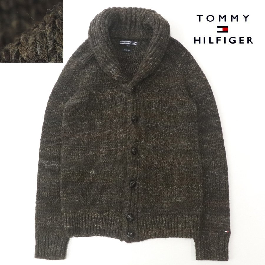 相場価格￥23,000- 美品 TOMMY HILFIGER トミーヒルフィガー アルパカ混 ショールカラー ニットカーディガン ブラウン 茶 S セーター_画像1