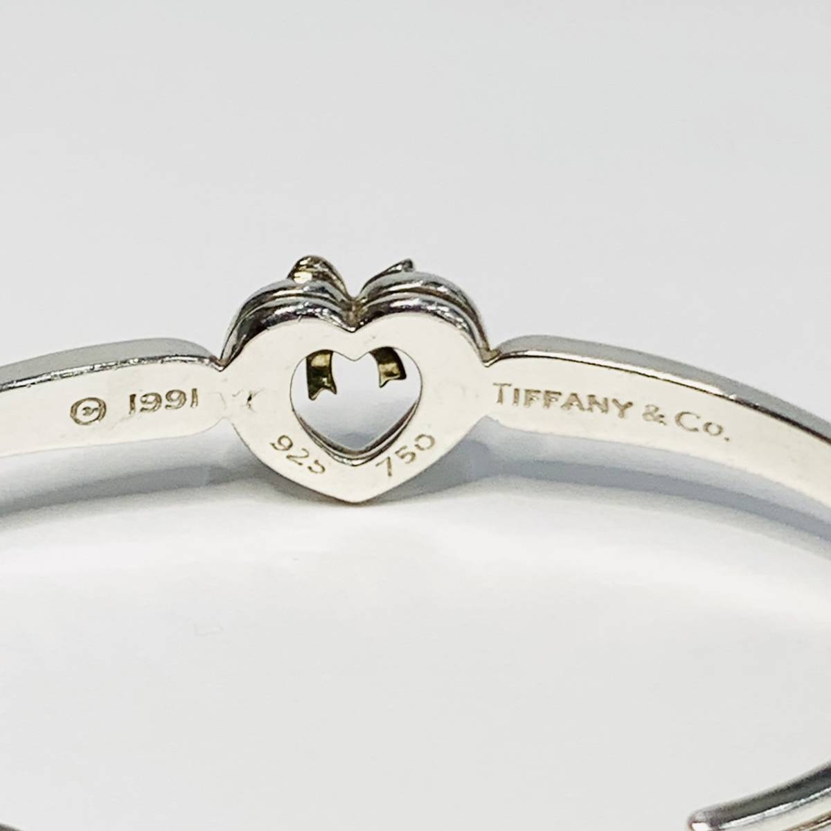 TIFFANY&Co ティファニー ハート リボン バングル ブレスレット アクセサリー 750 925 総重量約15.5g_画像7