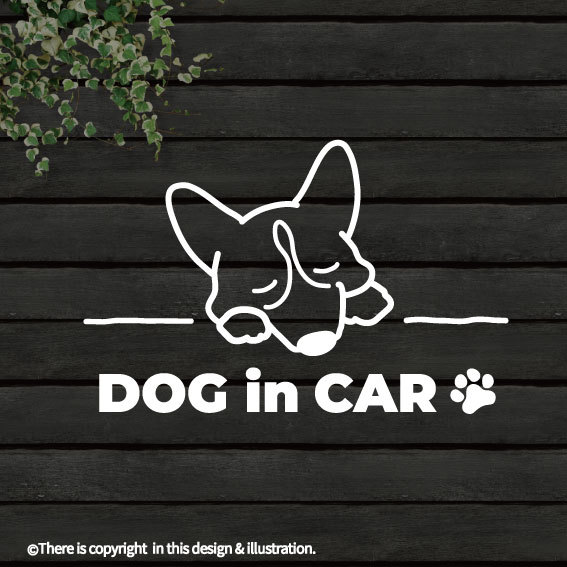 DOG IN CAR / コーギー【カッティングステッカー】手書きわんこ_画像1