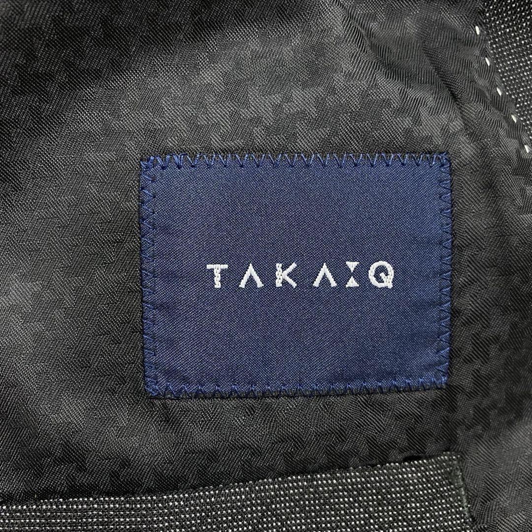 【美品】L相当◆ TAKA-Q タカキュー テーラードジャケット ベスト付き 背抜き 2B ブラック 黒 裏地千鳥格子柄 チェック メンズ A5_画像5