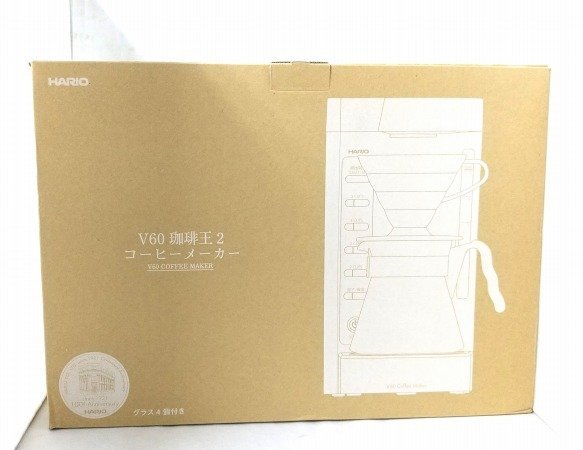 HARIO　V60珈琲王2 コーヒーメーカー　ハリオ　新品グラス4個付　ホワイト [EVCM2-5-W]　♪　中古美品_画像6