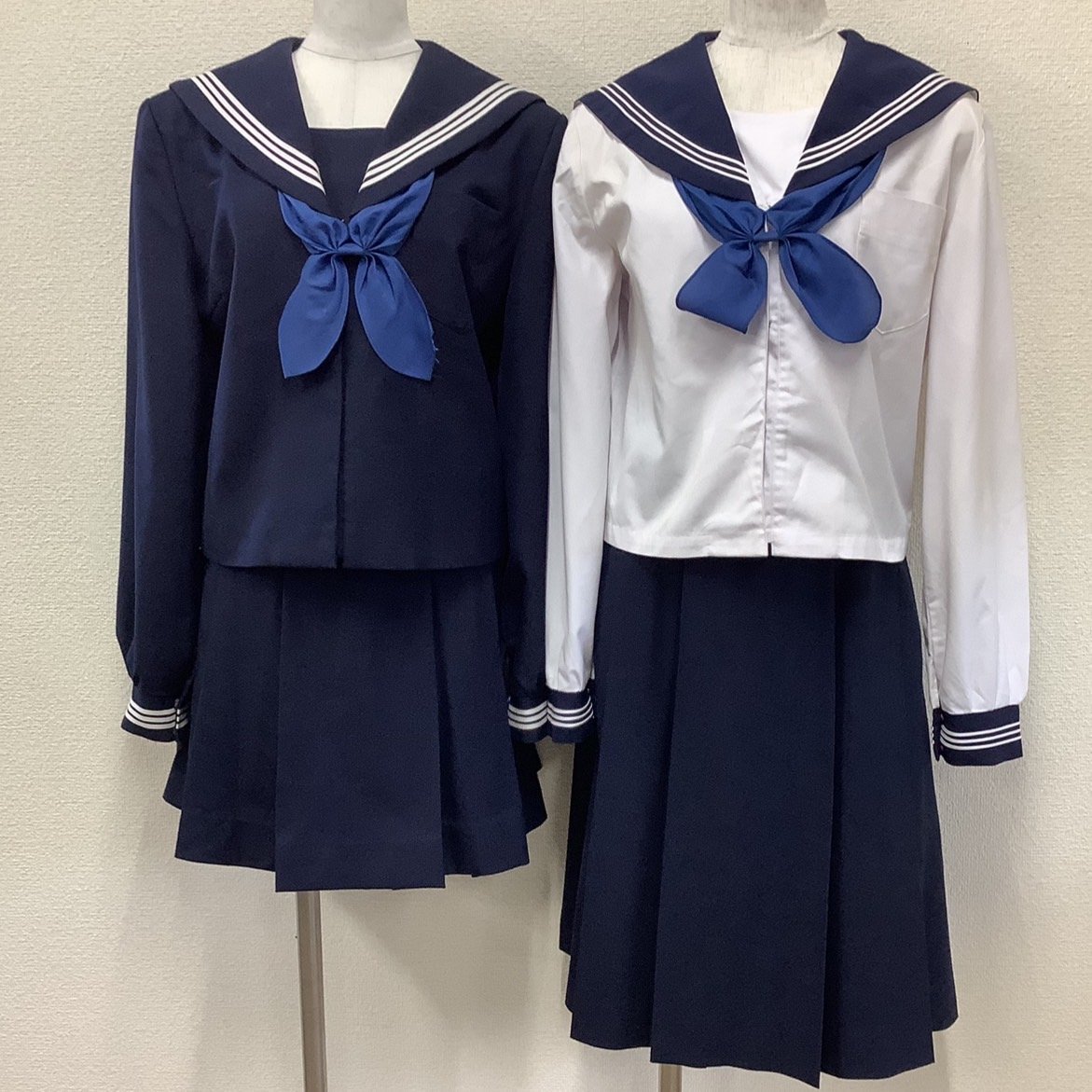 I191/Y(中古)福島県 郡山第六中学校 女子制服6点 /170A/W72/セーラー/スカート/成形スカーフ/夏服/合服/紺/OLIVE des OLVE/女子/卒業生品/_画像1