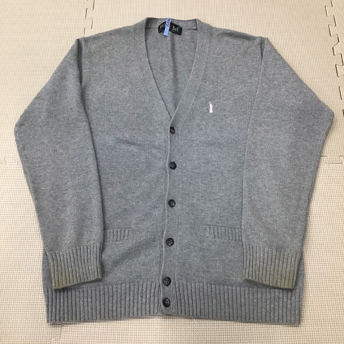 O222/T47(中古) 女子制服4点 /11/L/W67/カーディガン/冬スカート/ネクタイ/EAST BOY/OLIVE des OLIVE/グレー/ピンク系/チェック柄/学生服_画像2