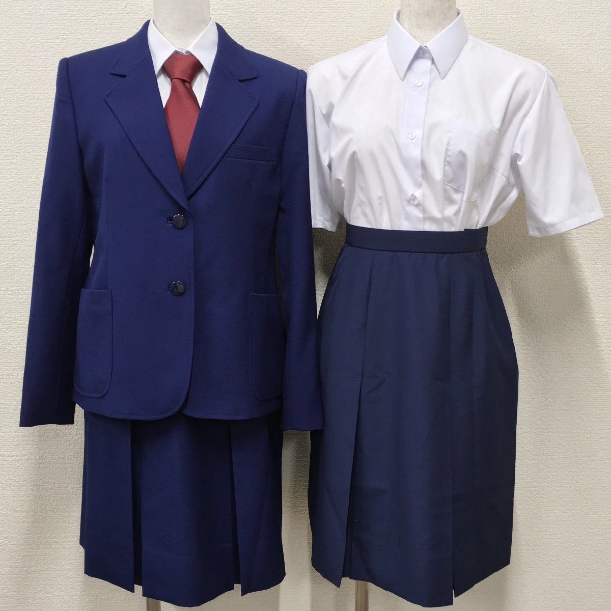 A230/(中古)埼玉県 熊谷西高校 女子制服6点 /旧制服/4/W63/ブレザー/ブラウス/スカート/ネクタイ/GREEN MATE/青紺/学生服/短期間着用品