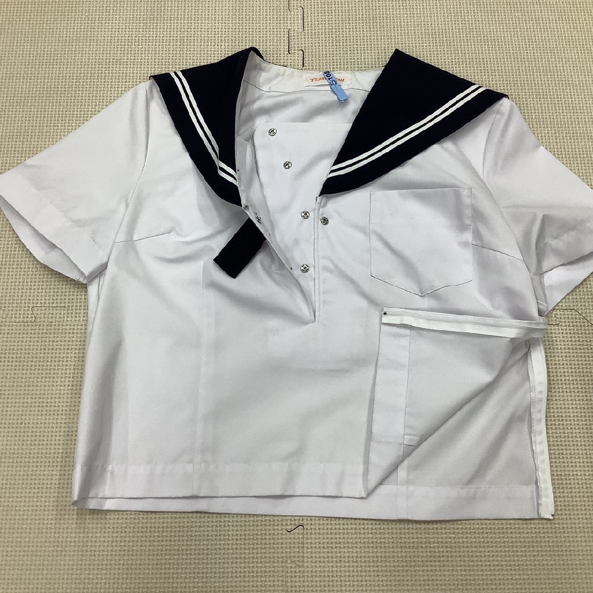 I178/Y(中古)福島県 白沢中学校 女子制服2点 /165A/W71/夏セーラー/夏スカート/白3本ライン/女子学生/高校/関東襟/制服/学生服_画像4